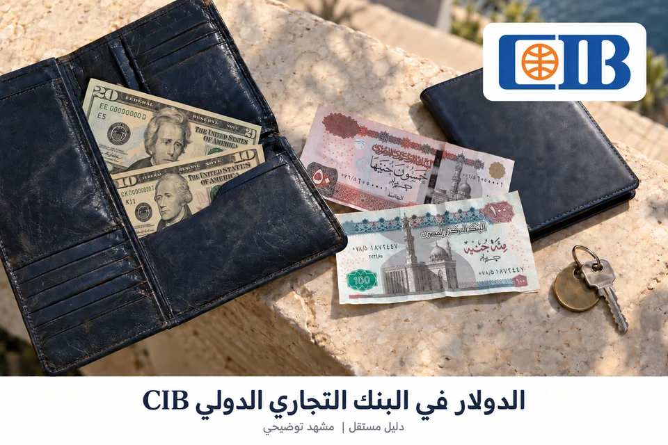 الدولار والجنيه المصري مع هوية البنك التجاري الدولي CIB — مشهد توضيحي مولّد