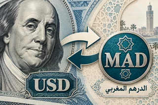 الدولار والدرهم المغربي مع سهمي التبادل — رسم مالي رمزي