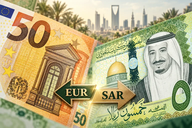تفاصيل أوراق اليورو والريال السعودي مع سهمي تبادل متعاكسين — تركيب مالي توضيحي