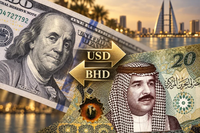 تفاصيل أوراق الدولار الأمريكي والدينار البحريني مع سهمي تبادل متعاكسين — تركيب مالي توضيحي