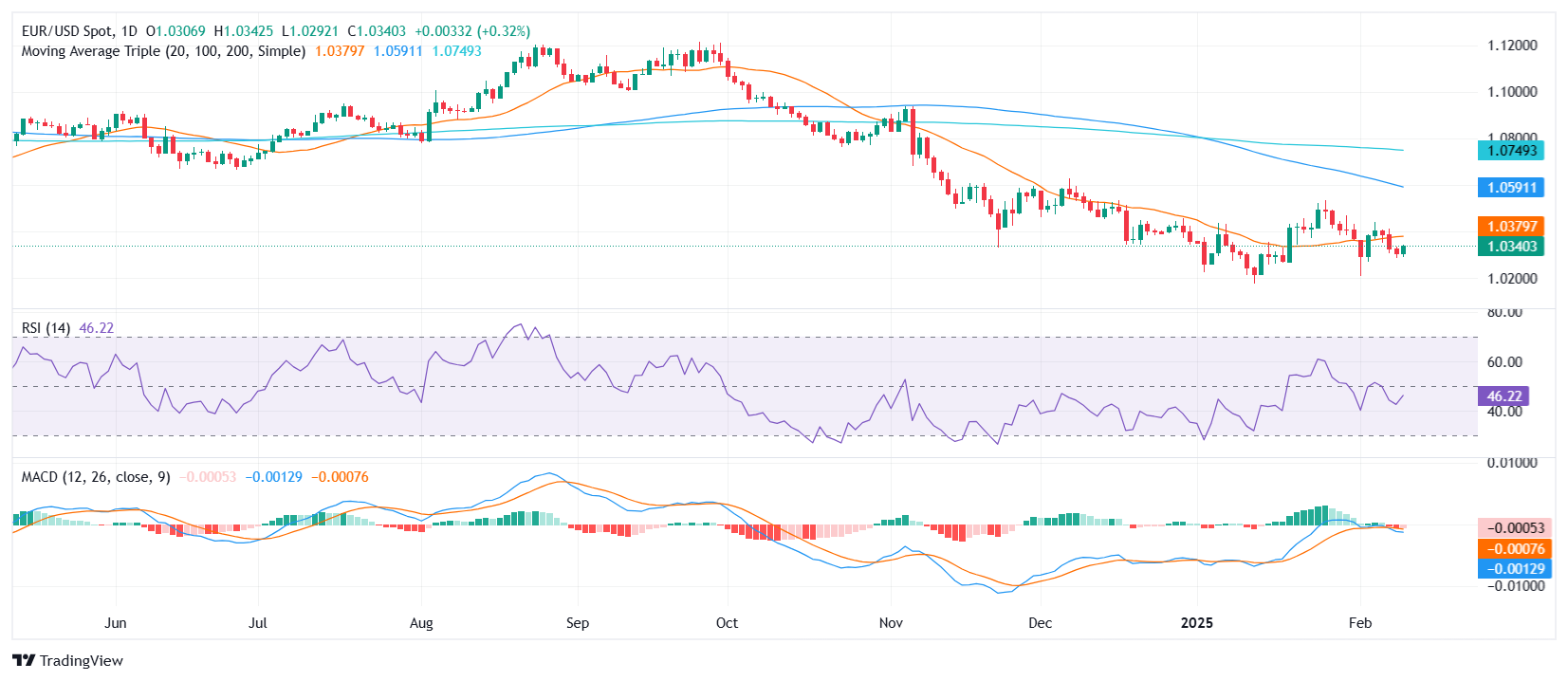 الرسم البياني اليومي لزوج EUR/USD
